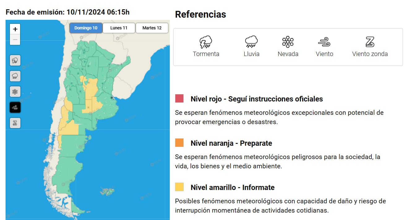 Alerta del SMN