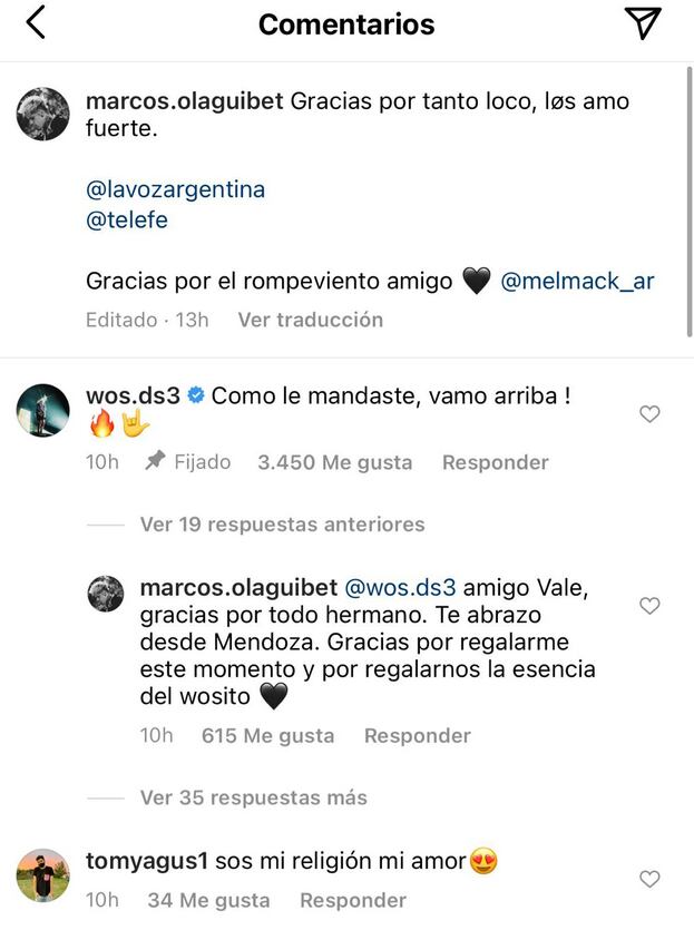 Marcos Olaguibet interpretó una canción de Wos en La Voz Argentina y el cantante demostró su apoyo al participante mendocino.