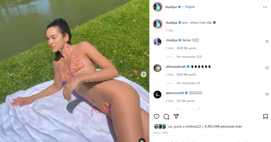 Dua Lipa disfrutó del río en la previa de su show.