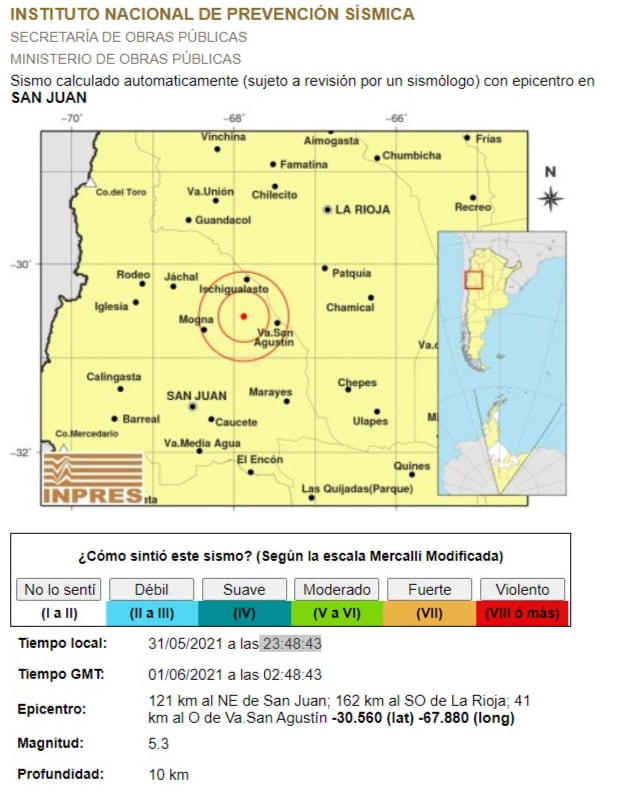 El epicentro fue al norte de San Juan.