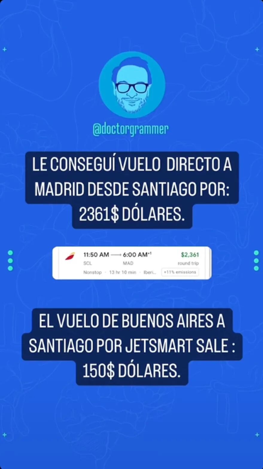 Reveló en las redes la estrategia con la que le hizo ahorrar US$2300 en pasajes a su primo. Foto: Instagram