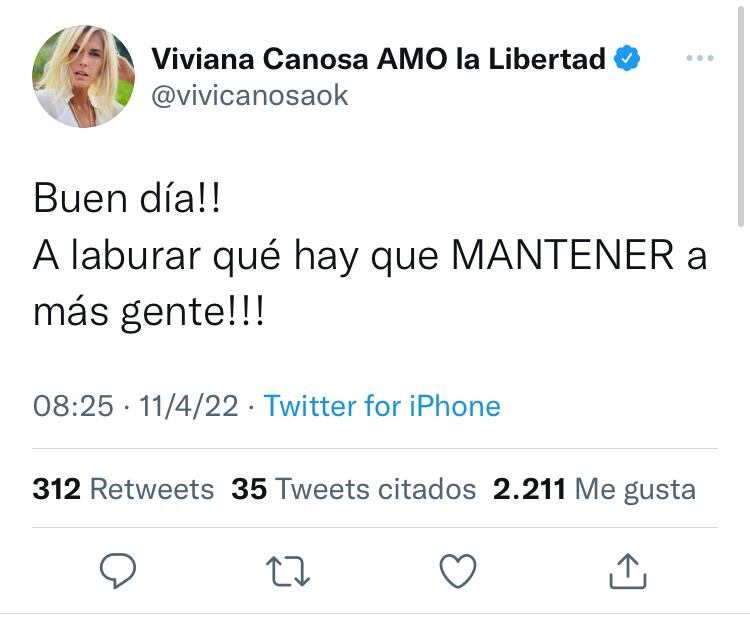 A pocas horas del nacimiento del hijo de Alberto y Fabiola, Viviana Canosa publicó un polémico tweet.