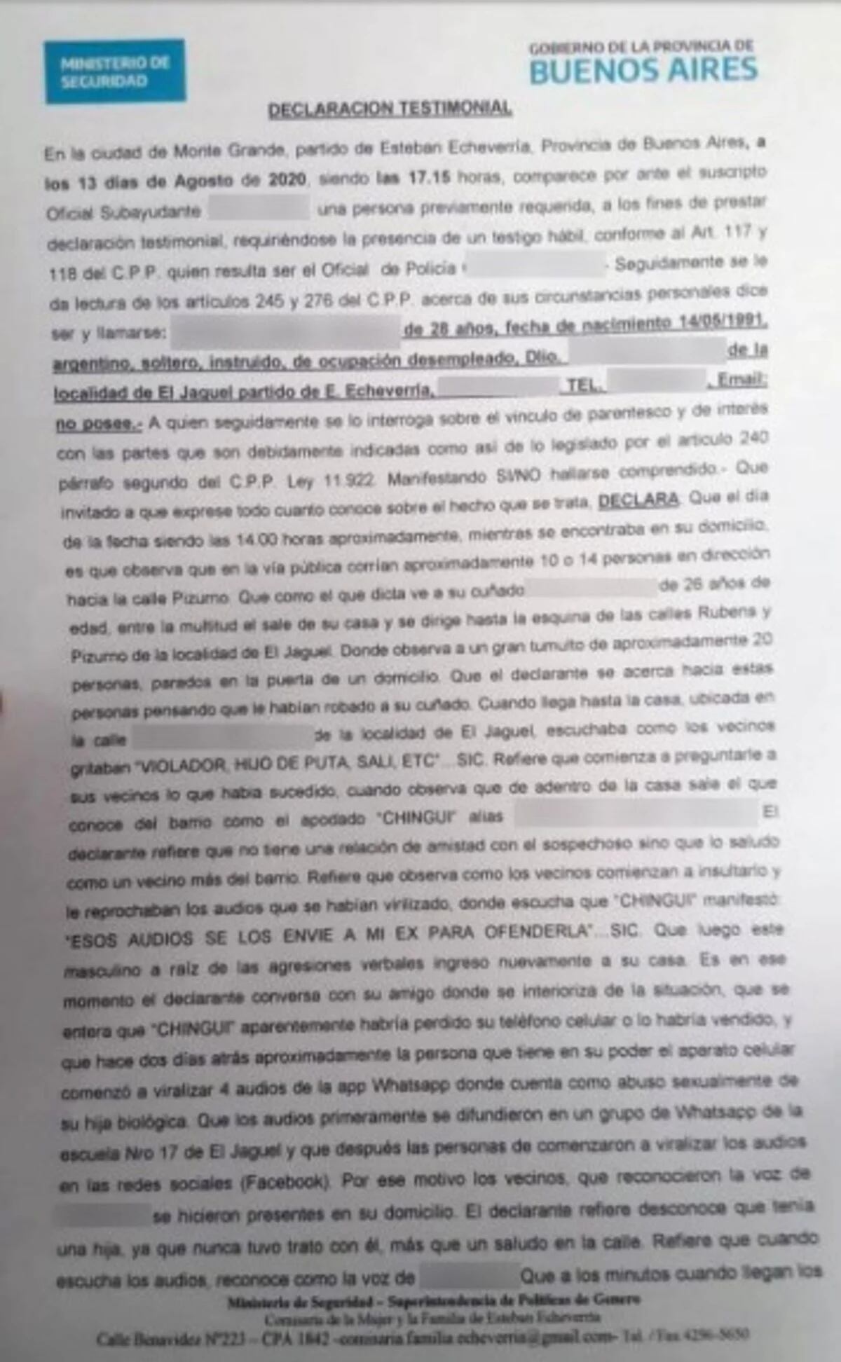 Un testigo aseguró que el acusado justificó sus audios como algo "para ofender a su ex".