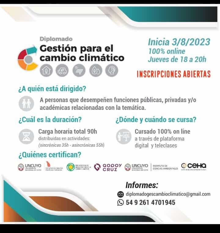 Inscripciones abiertas para el Diplomado en Gestión para el Cambio Climático