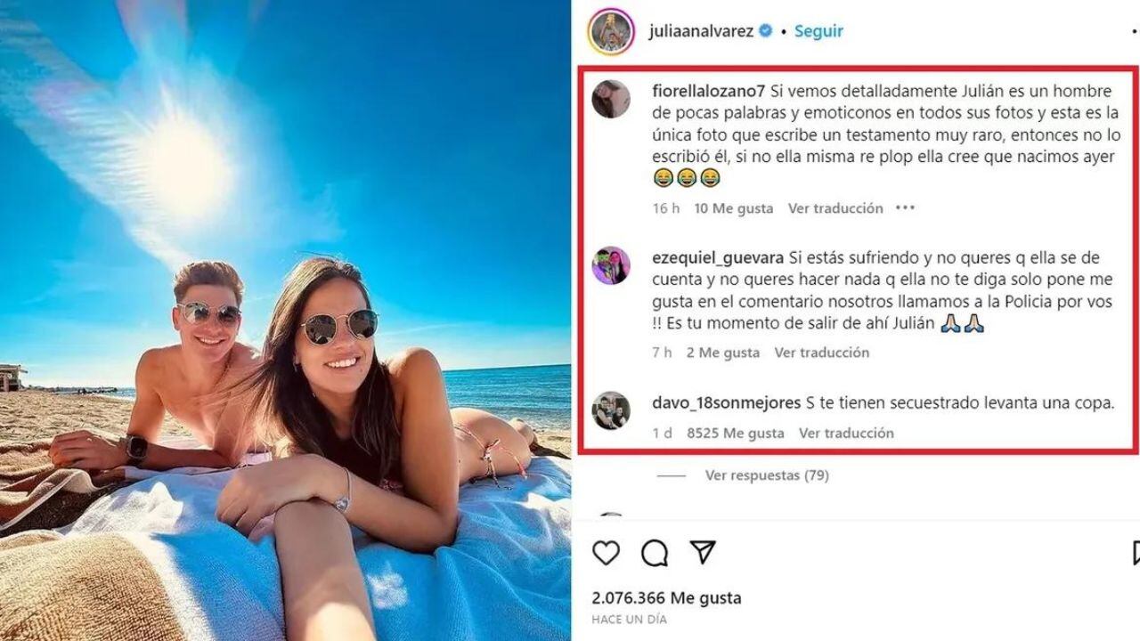 Algunos de los comentarios en el romántico posteo. Foto: captura.