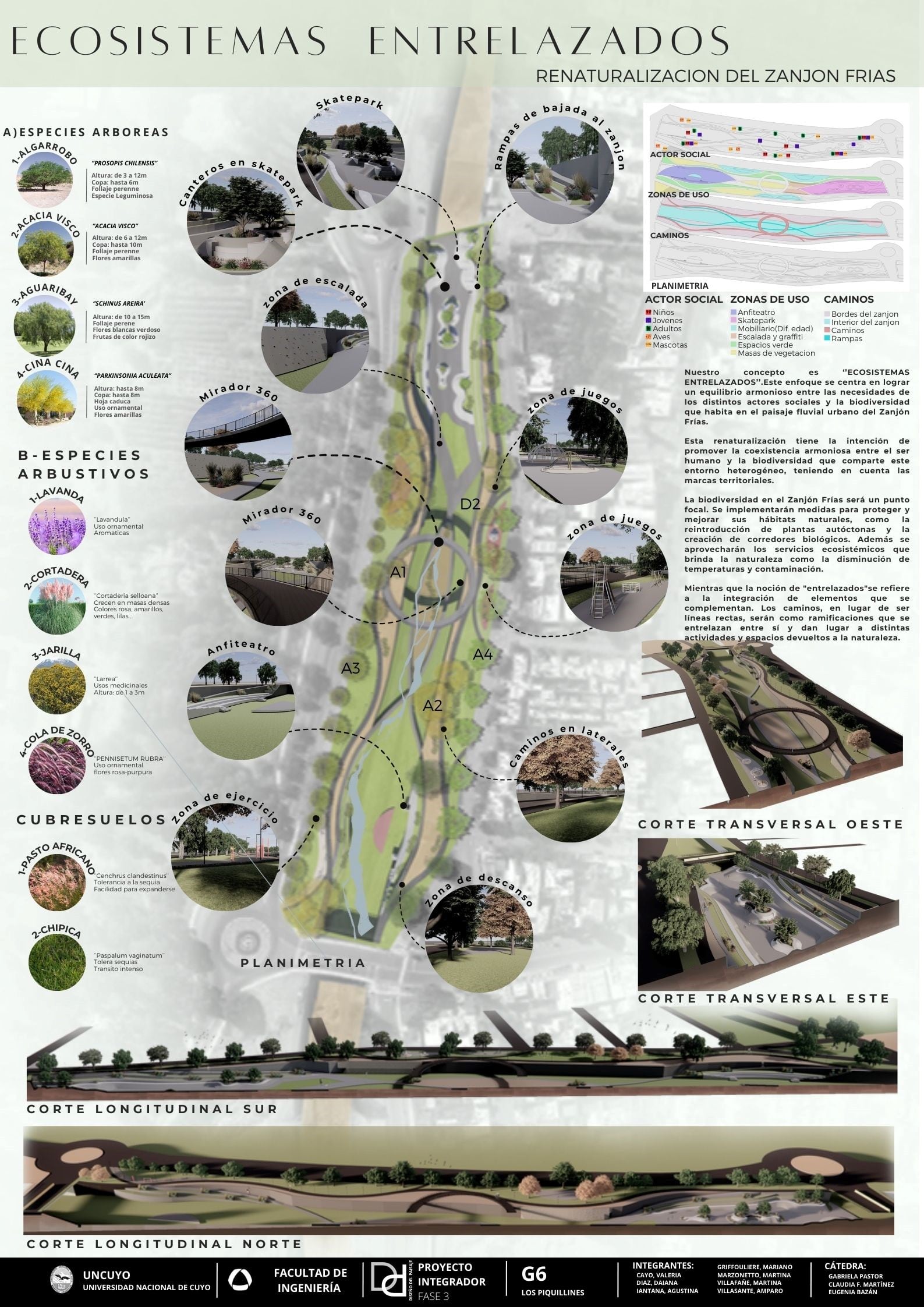 Planeamiento de corredores biológicos en Mendoza (avenida San Francisco de Asís y San Vicente, capital). Crédito de imagen: Alumnos Valeria Cayo, Daiana Díaz, Agustina Iantana, Mariano Griffouliere, Martina Marzoneto, Martina Villafañe y Amparo Villasante).