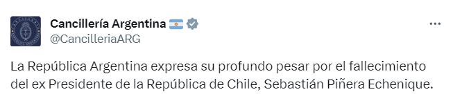 Líderes políticos y exfuncionarios lamentaron la muerte del ex presidente de Chile Sebastián Piñera - X