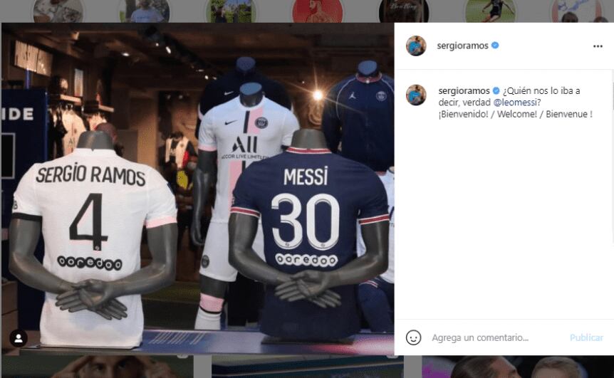 La bienvenida de Sergio Ramos a Messi en el PSG. / Gentileza.