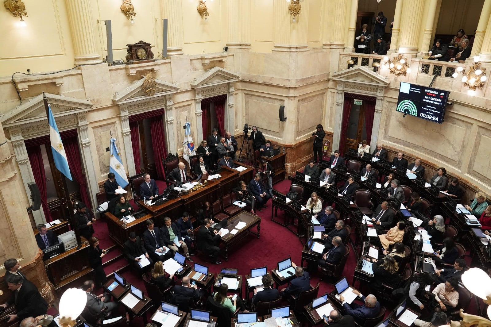 Sesión en la Cámara de Senadores.  (Clarín)