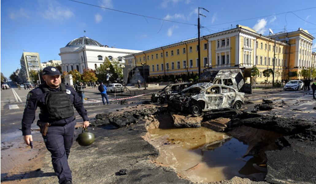 Bombardeos rusos en Kiev.