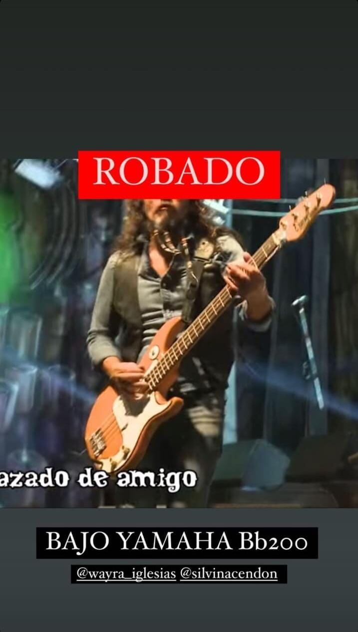 Los instrumentos robados a La Renga. (Captura)