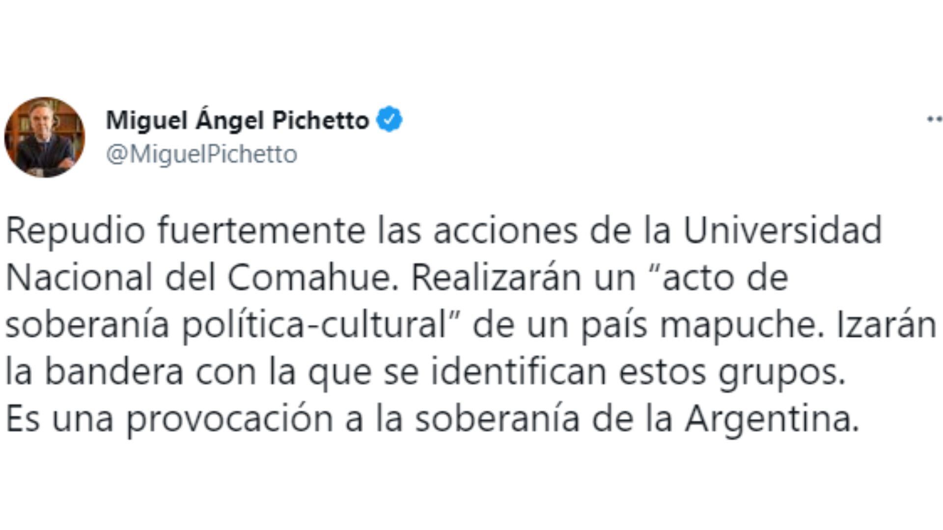 El mensaje de Miguel Ángel Pichetto.