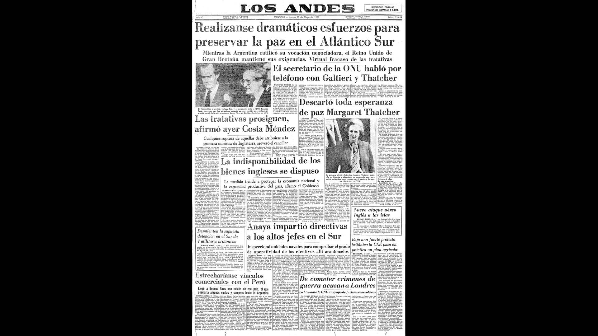 Un recorrido día a día por las portadas del medio más importante de Mendoza, para conocer el pulso diario de la guerra que enluteció a todo el país.