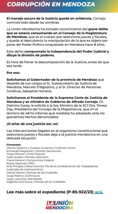 Solicitada de La Unión Mendocina