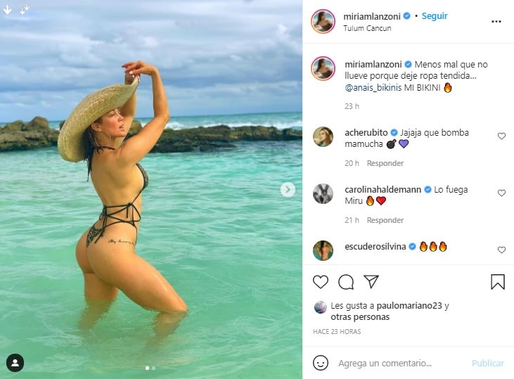 Miriam Lanzoni enamora a sus  seguidores desde las playas de Tulum