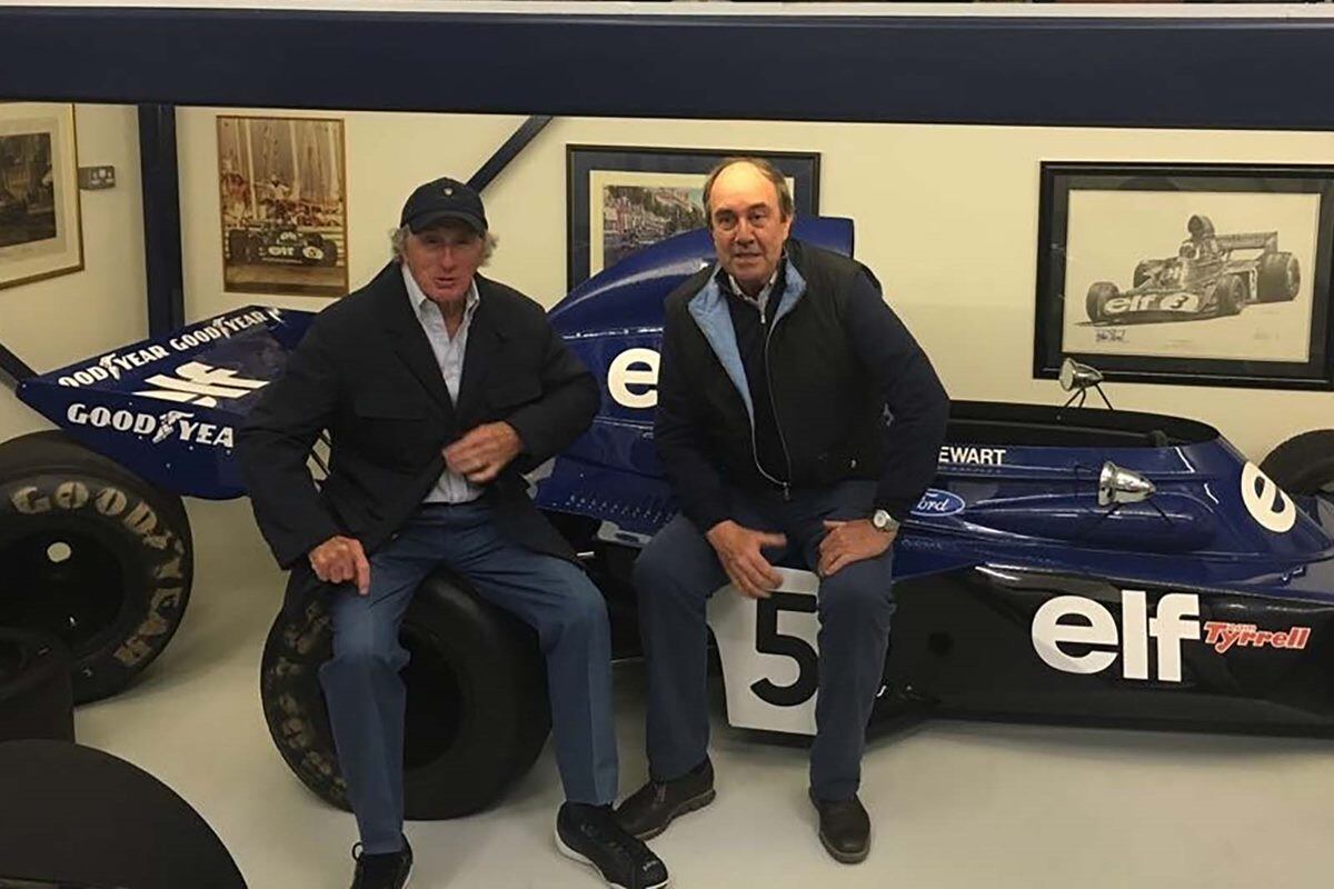 Nando Parrado y Jackie Stewart. / gentileza 