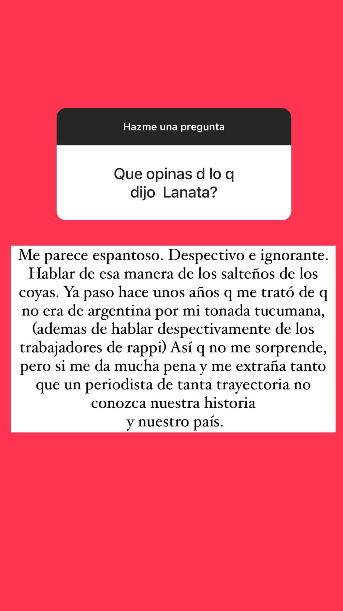 La panelista de Cortá por Lozano y ex participante de Masterchef arremetió contra Jorge Lanata