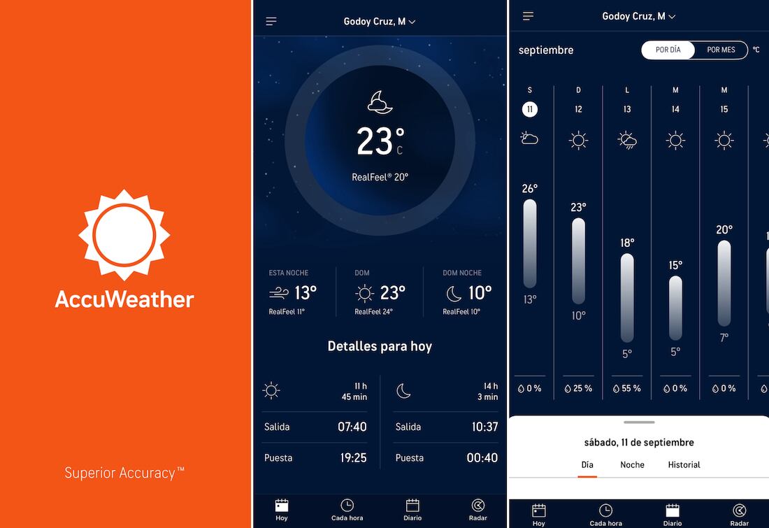 AccuWeather es una de las apps de Apps de clima y pronóstico meteorológico más populares y con mejor funcionamiento.