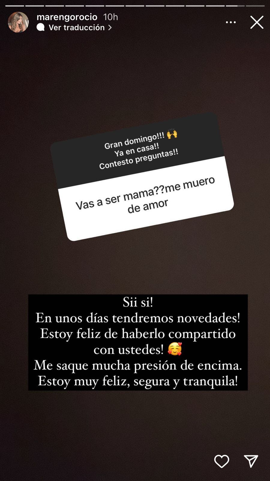 Rocío Marengo va a ser mamá.