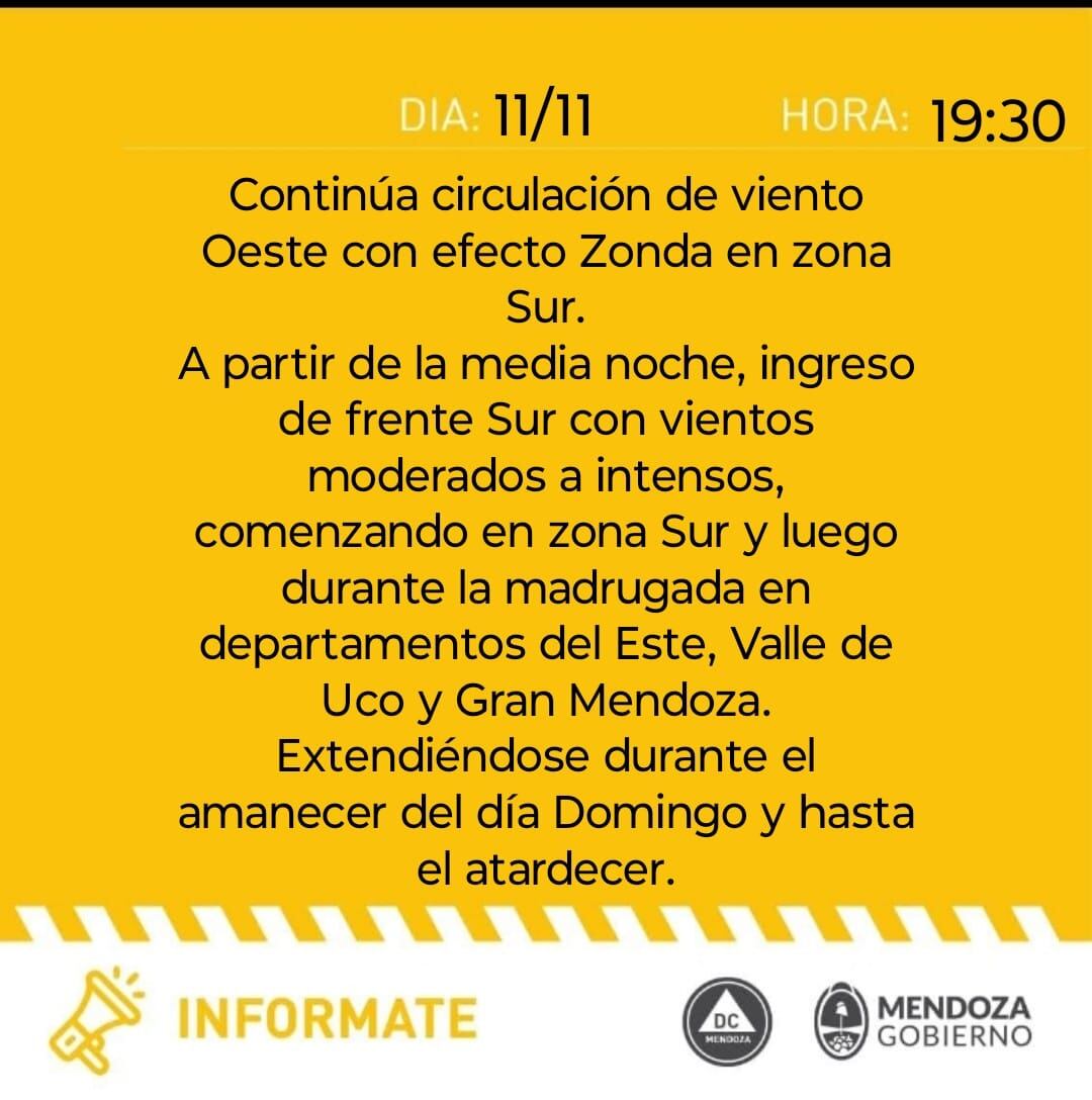 Condiciones climáticas para lo que resta del fin de semana: Gentileza: Defensa Civil.