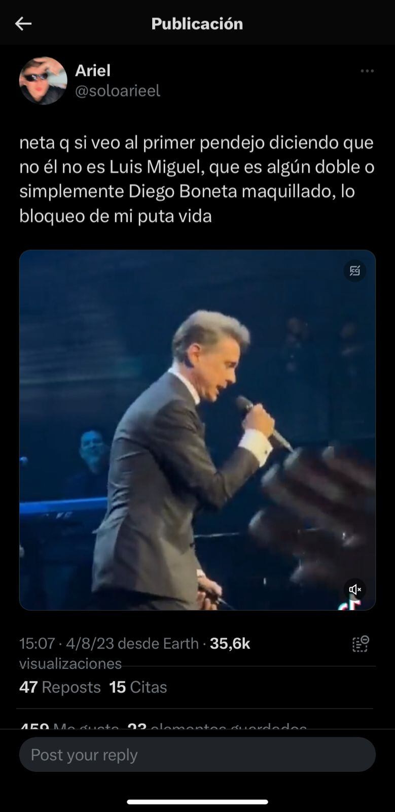 Luis Miguel en Argentina. Captura de pantalla.