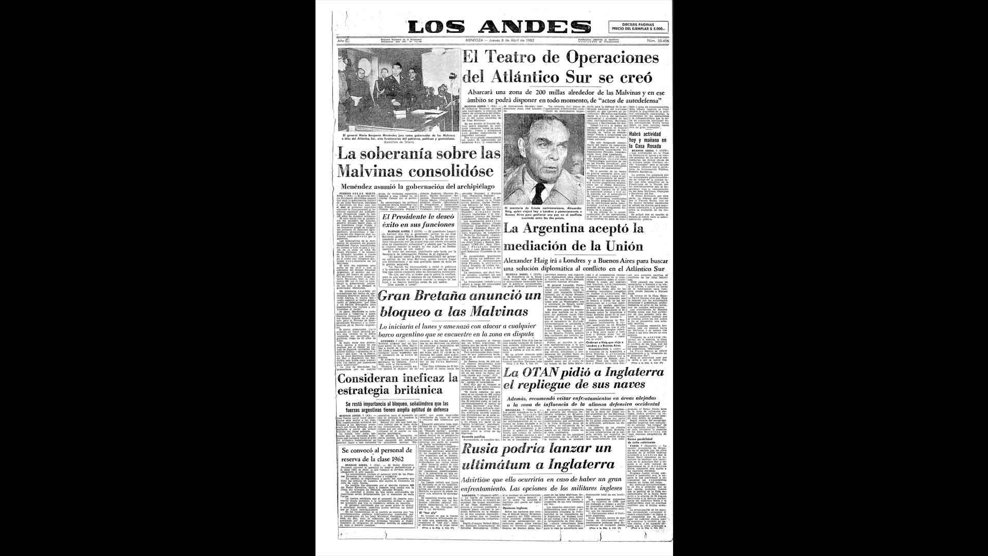 Un recorrido día a día por las portadas del medio más importante de Mendoza, para conocer el pulso diario de la guerra que enluteció a todo el país.