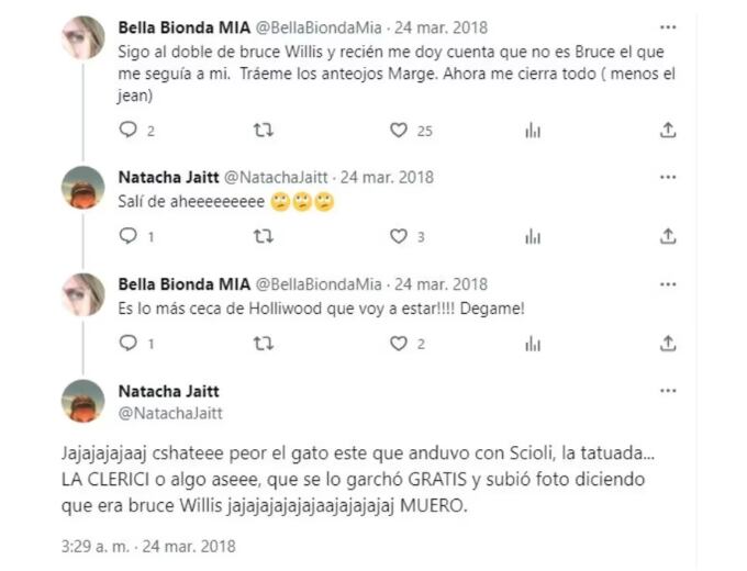 Tweets de Natacha Jaitt. Foto: Captura de X, antes twitter