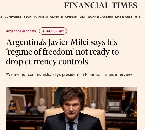 Milei le otorgó una nueva entrevista a Financial Times.