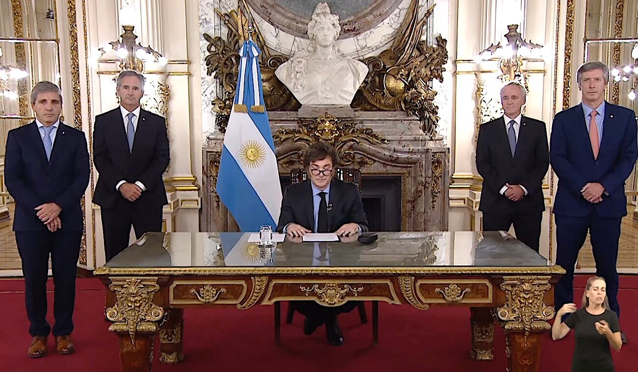 Cadena nacional del presidente Javier Milei donde enumeró los logros económicos de su gestión. Foto: Captura de video