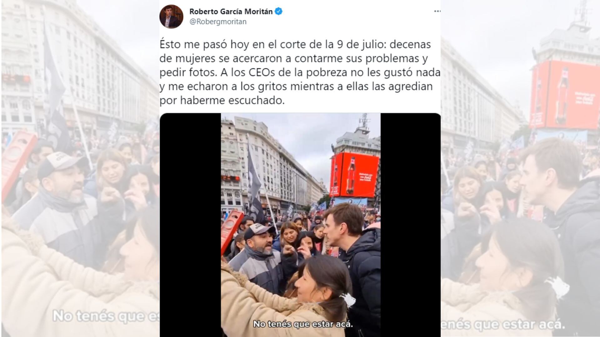 Roberto García Moritán fue a una marcha en el Obelisco y los piqueteros lo terminaron echando