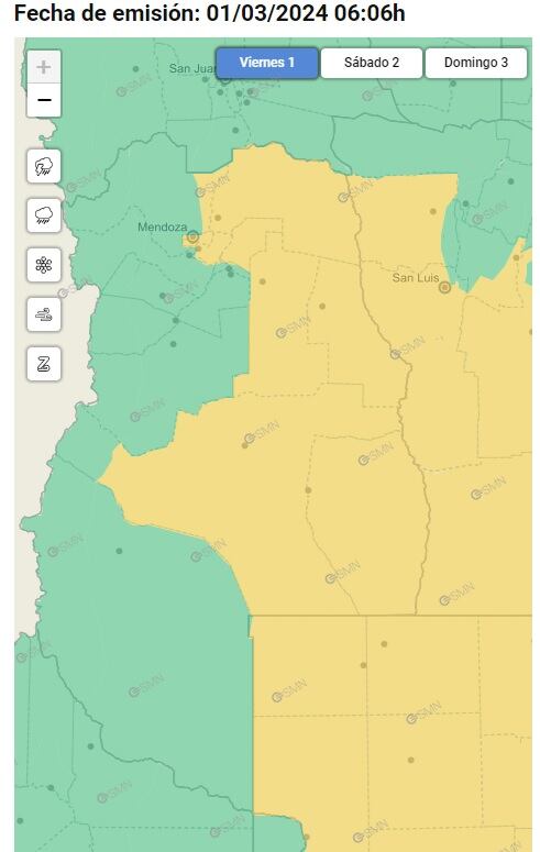 Alerta amarilla por fuertes tormentas en Mendoza (SMN)