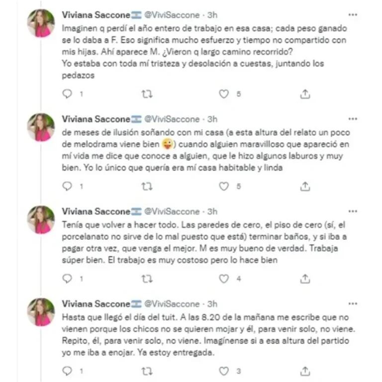 Viviana Saccone siguió sumando historias truncadas con albañiles y genera sensación