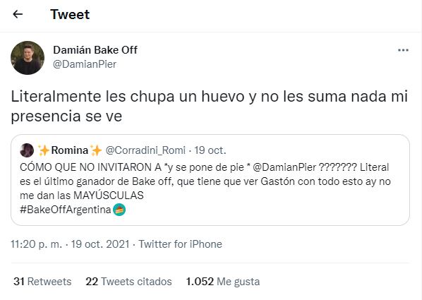 Tweets de Damián Basile.