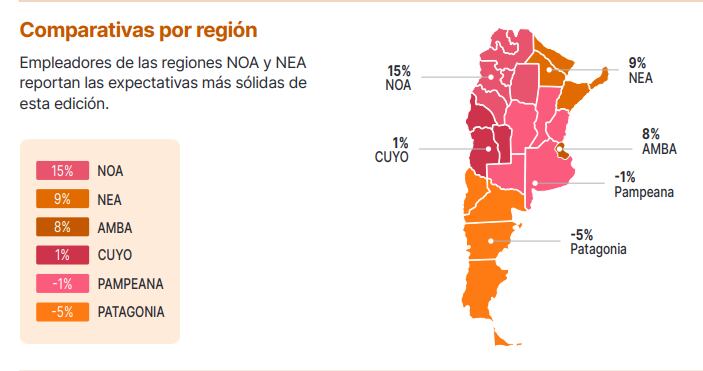 Expectativas de empleo tercer trimestre 2023 por región. ManpowerGroup