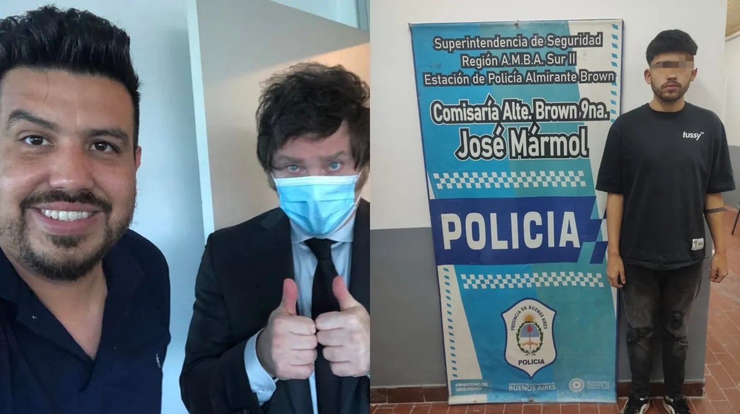 El concejal Ezequiel Horacio “Chamu” Taborda con Javier Milei.