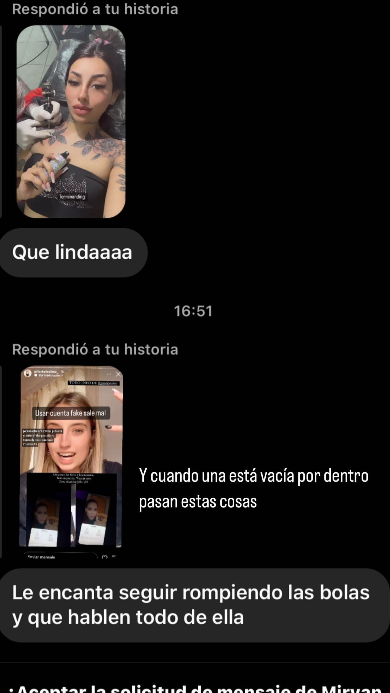 Tamara Báez defenestró a Wanda Nara por el Instagram trucho. Captura de Instagram.