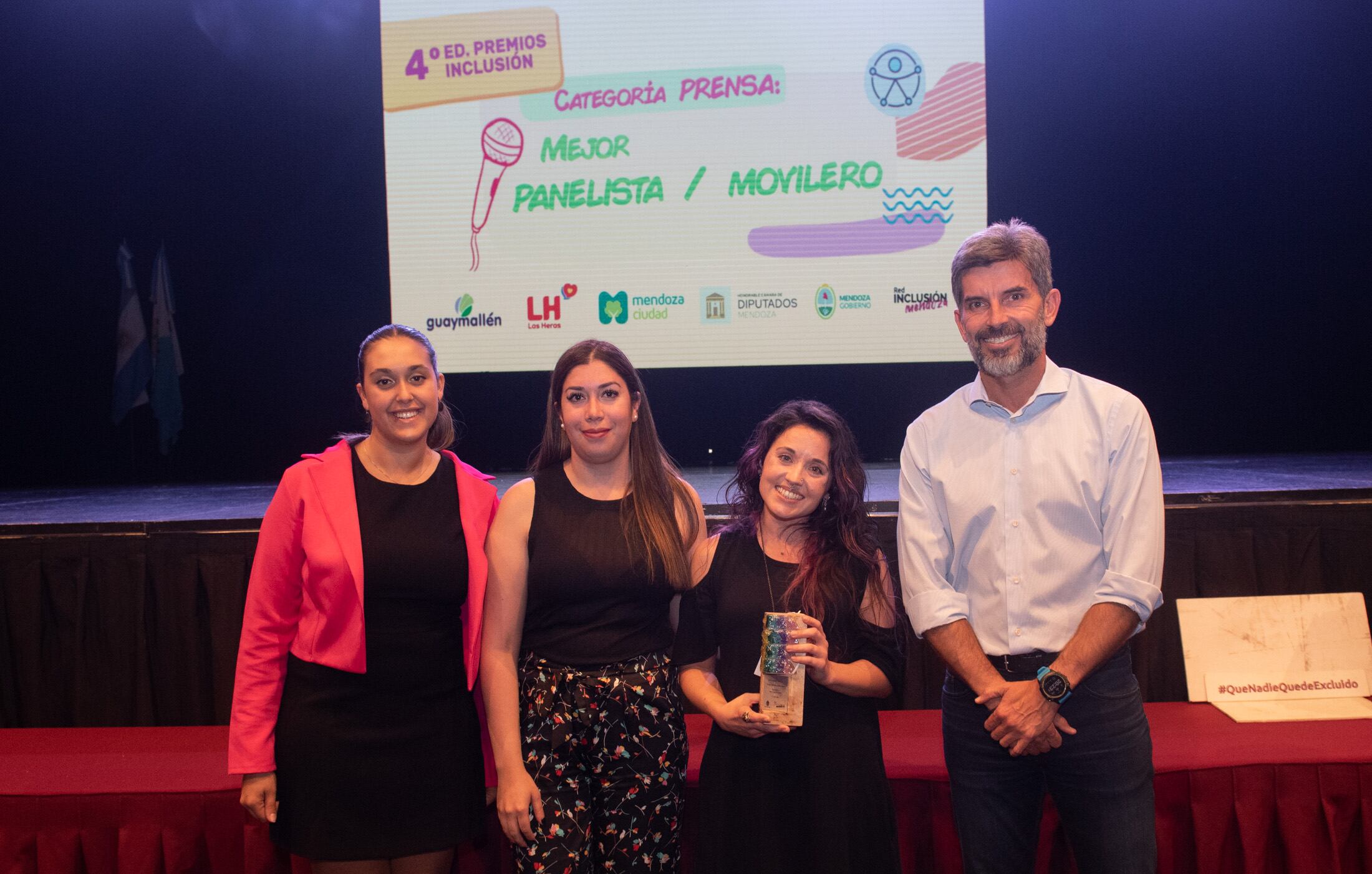 El intendente Ulpiano Suarez participó de esta cuarta edición de los Premios Inclusión en la que resultaron ganadores Los Halcones Goalball, con un importante reconocimiento económico. También se realizaron distinciones a labores destacables y a la prensa local.