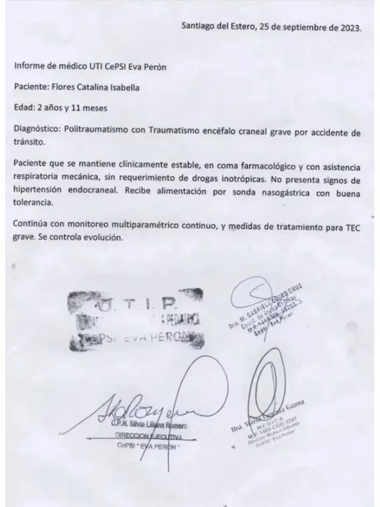 El último parte médico de la hija de Huguito Flores.