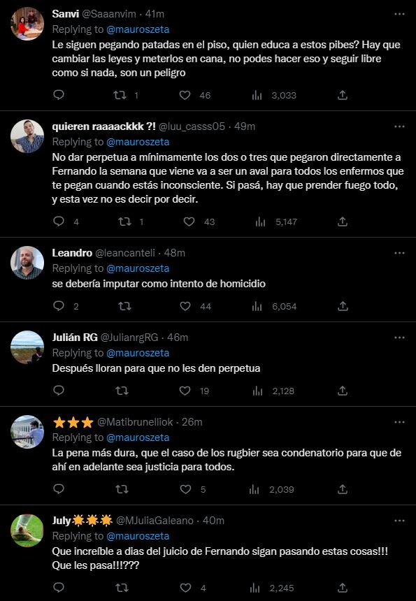 Comentarios sobre la pelea en Bahía Blanca. Foto: Twitter/@mauroszeta