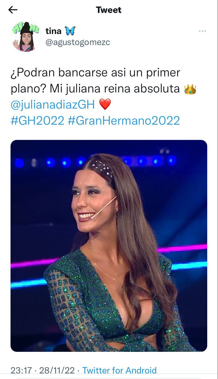 La belleza de Juliana de Gran Hermano, lo más comentado en Twitter.