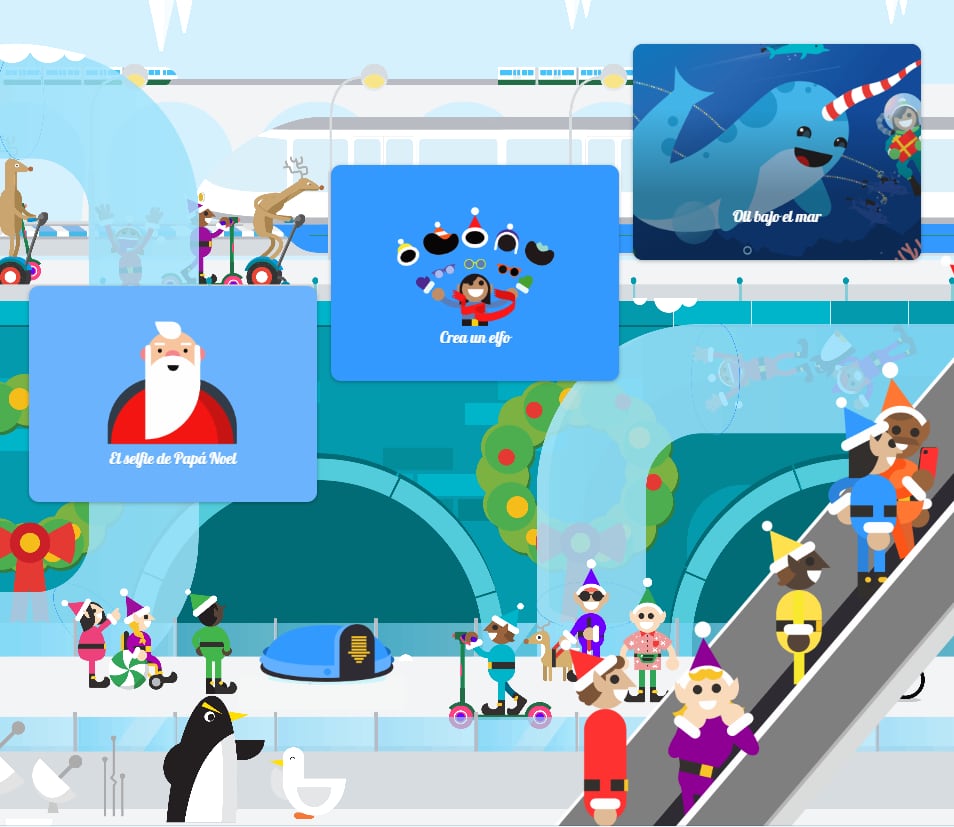 Juegos y otras herramientas en la página de Google. Foto Captura: Santa Tracker