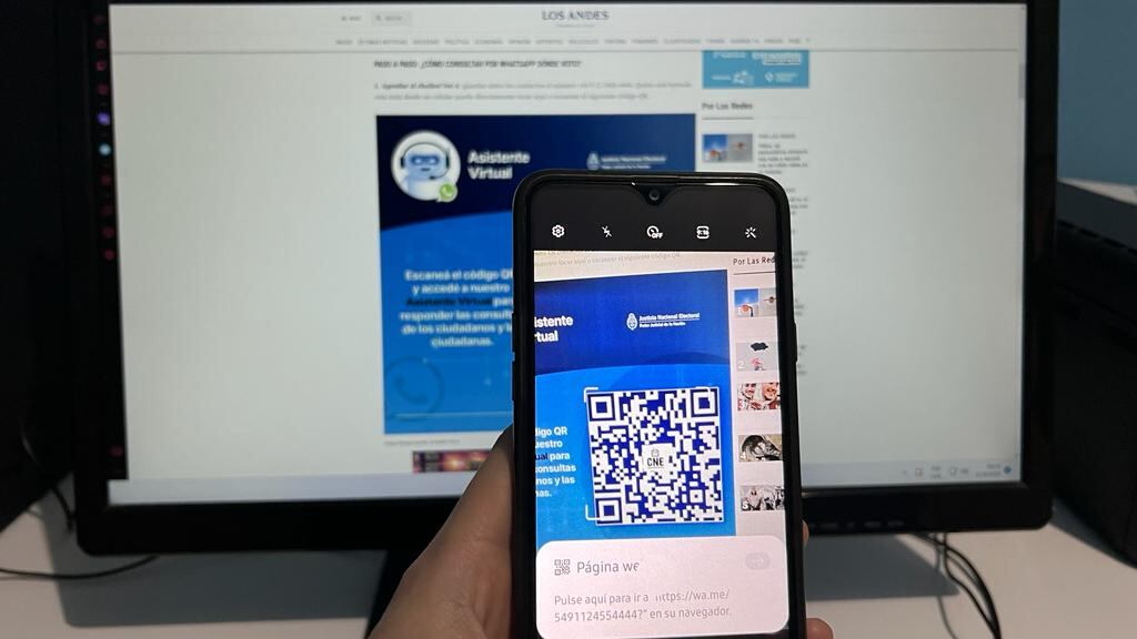 Código QR para acceder al chatbot Vot-A. Foto: Los Andes