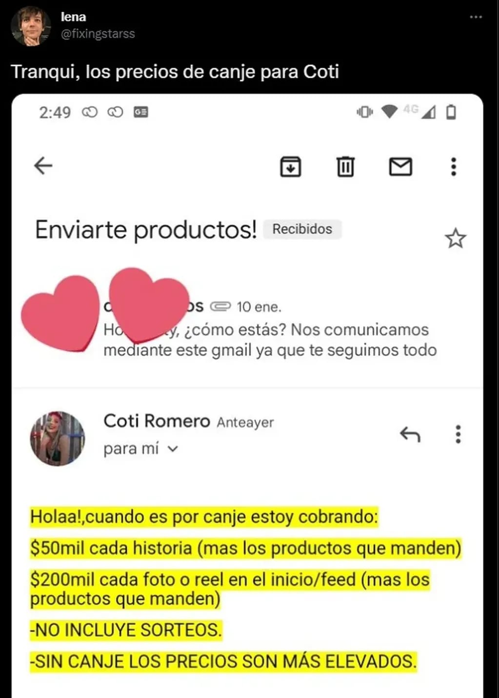 Esto cobra Coti de Gran Hermano por sus canjes