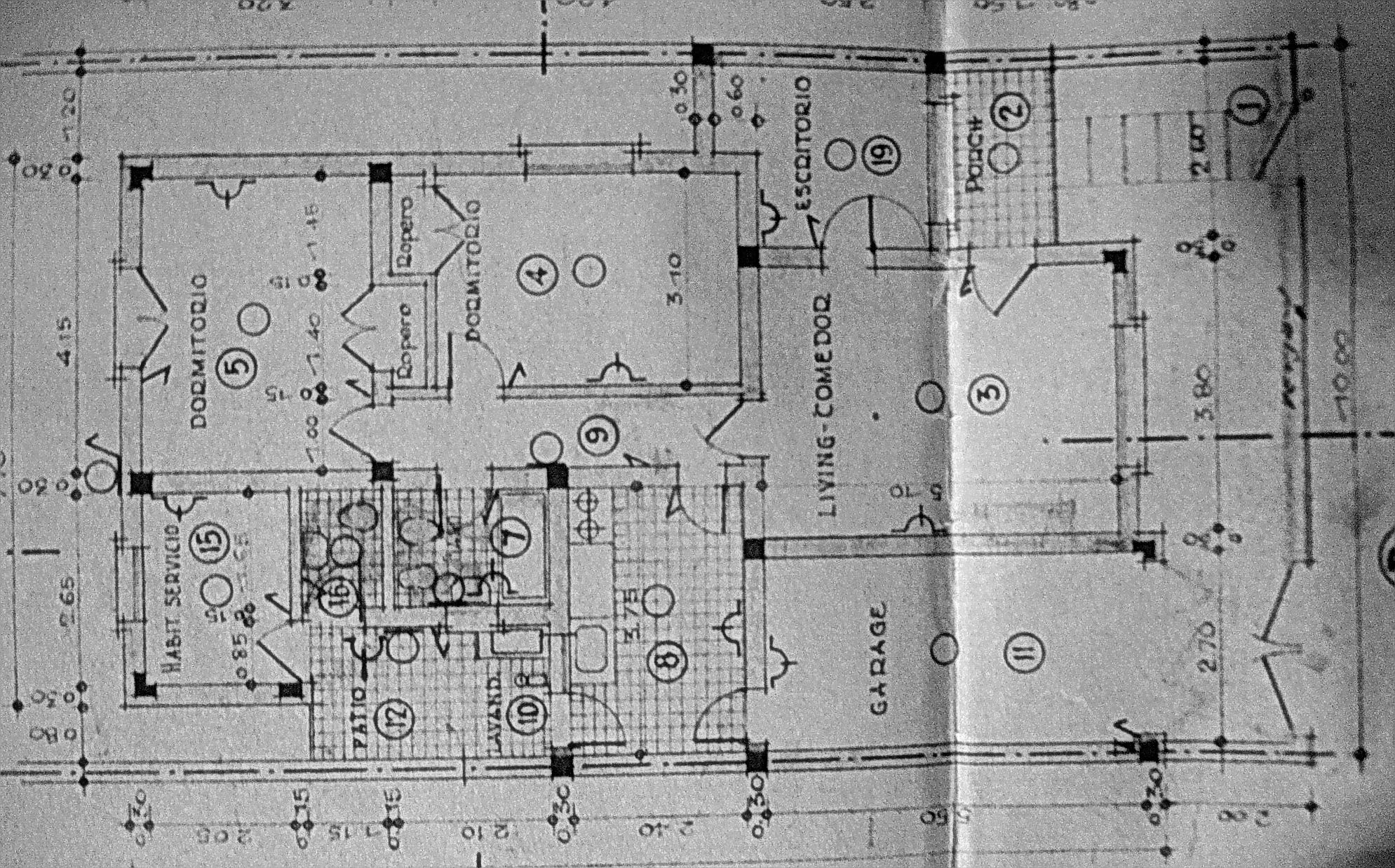 Planta de vivienda. Carpeta Barrio Bancario. Sin cod (50)  Archivo del IPV, Mendoza.         