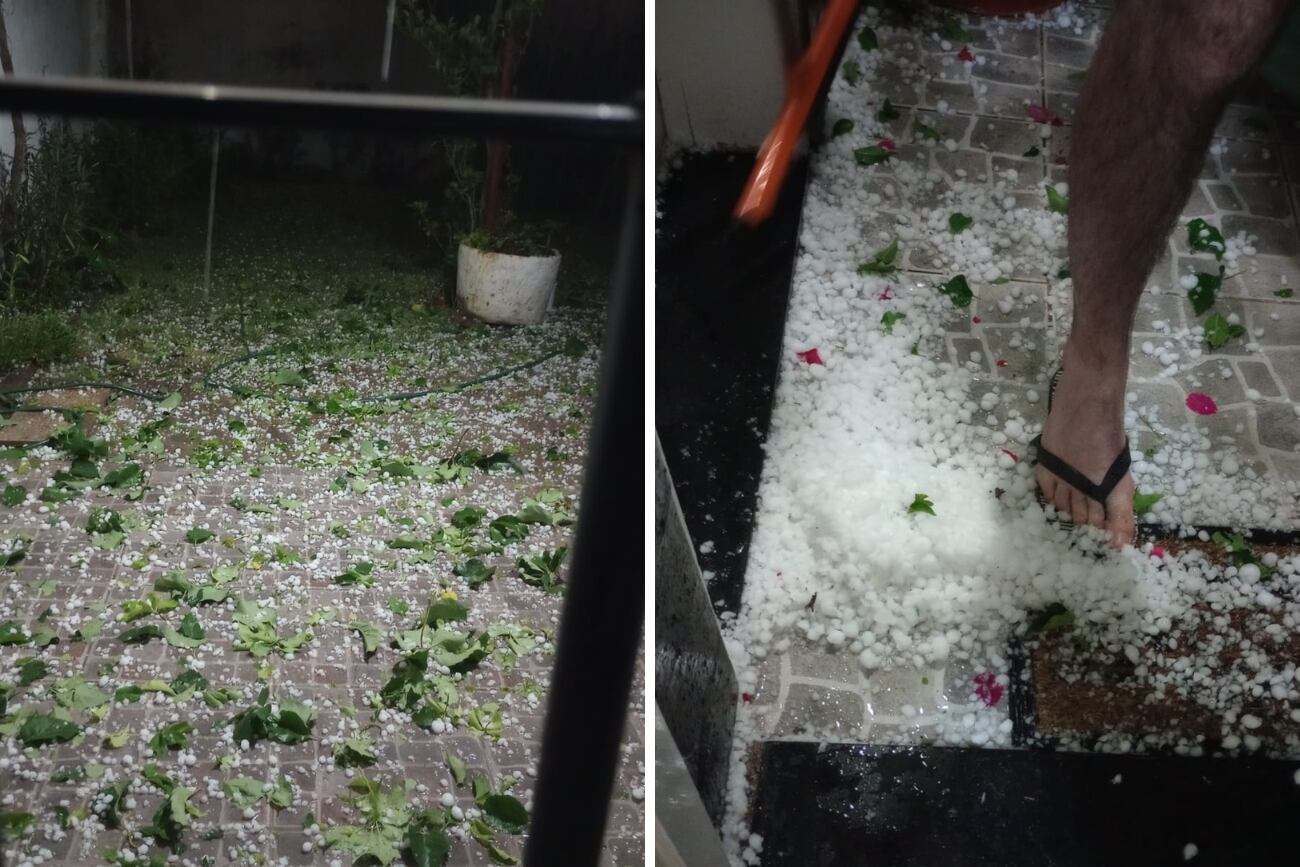 Una fuerte tormenta de granizo y lluvia en el Este y Gran Mendoza. Gentileza Flavia Moreno.