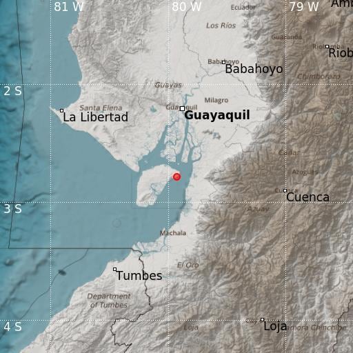 El terremoto tuvo su epicentro cerca de la isla Puná, a unos 80 kilómetros de Guayaquil. Foto: Twitter.