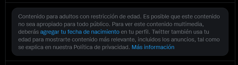 Twitter advierte que su contenido es para adultos