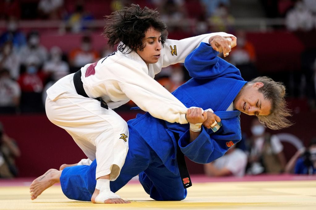 La argentina Pareto en su última presentación como judoca. Cayó ante la portuguesa Costa y cerró su impresionante carrera deportiva.