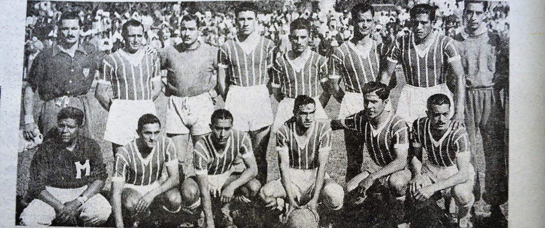 Campeones. Bajo la dirección técnica de Gumersindo Alonso, el Tomba conquistó en 1950 su tercer título de la Liga Mendocina.
