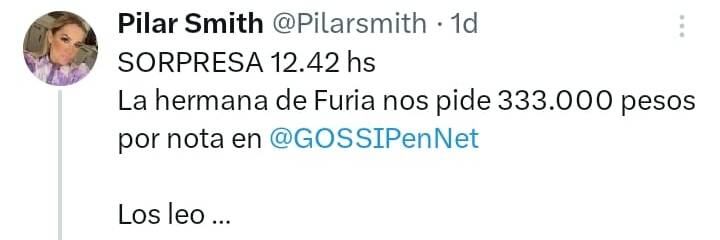 Una periodista reveló cuánto cobra la hermana de Furia por dar entrevistas